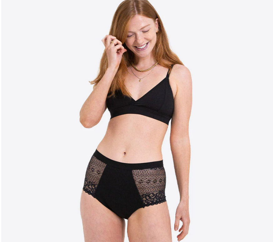 WUKA Ultimate™ Lace talle alta flujo abundante Negro - S